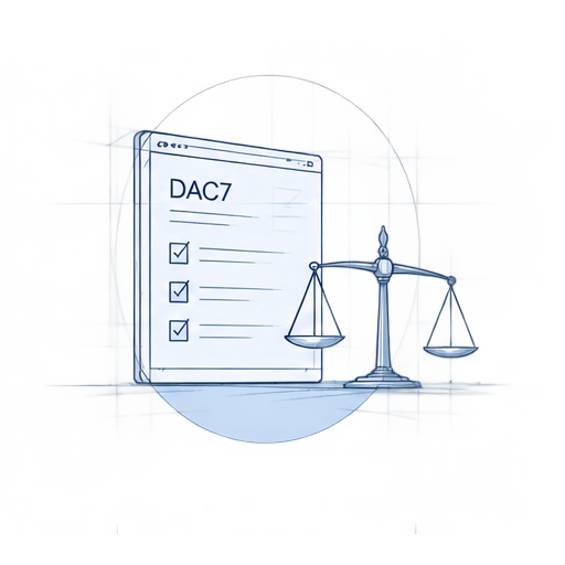 DAC7 reporting document and scales illustration